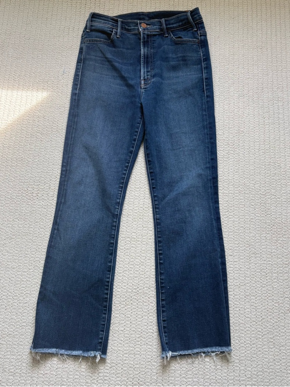MOTHER The Hustler Ankle Fray Jeans Size 29  Raw Hem Crop Denim